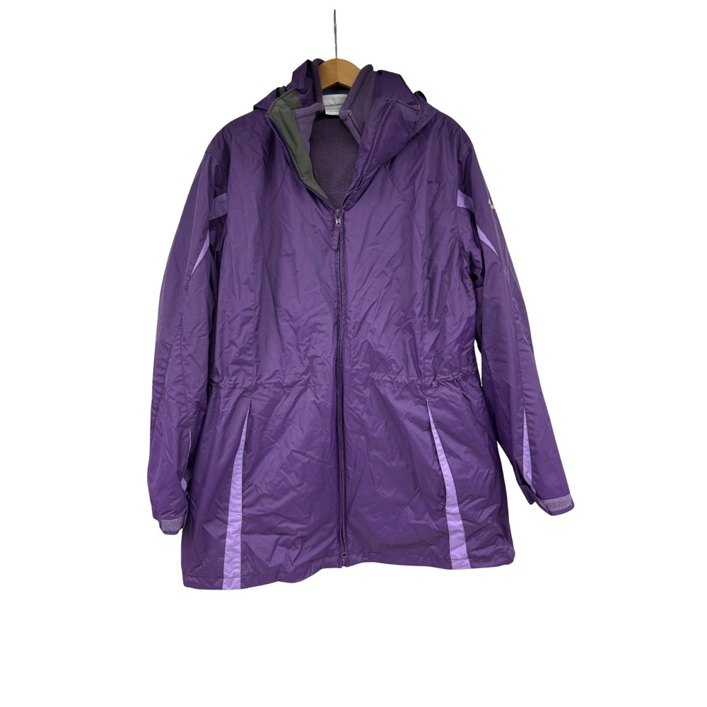 Columbia Interchange 3-in-1 Jacket Women 1X Purple Hooded Fleece Liner XW7557